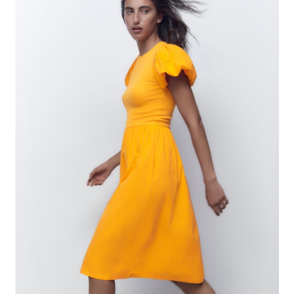 Zara Bright Orange Midi Dress